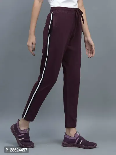 Elite Maroon Cotton Striped Track Pants For Women-thumb3