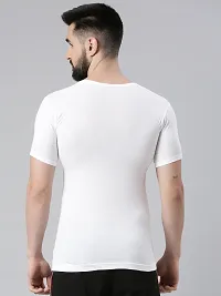 Elegant White Cotton Solid Vests For Men- Pack Of 5-thumb1