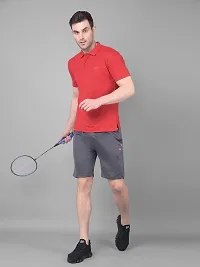 Stylish Grey Polyester Solid Sports Shorts For Men-thumb3