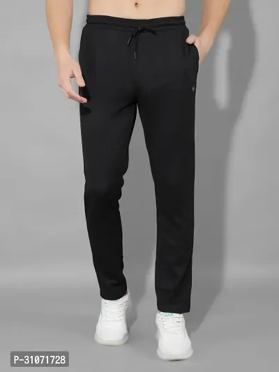 Stylish Black Polyester Solid Regular Fit Sports Track Pant For Men