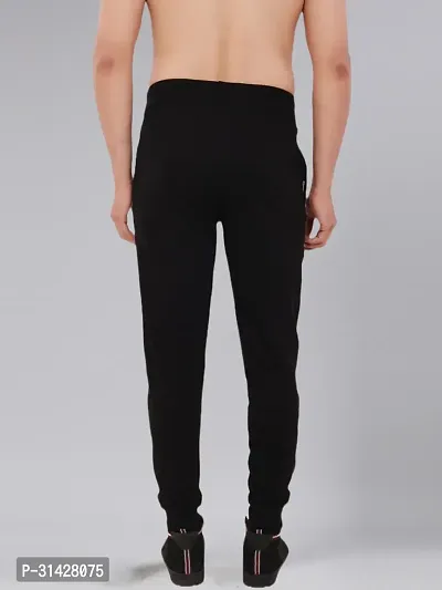 Stylish Black Cotton Solid Joggers For Men-thumb2