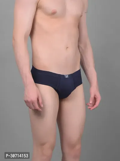 Super Combed Cotton Solid Navy Blue Briefs For Men-thumb3