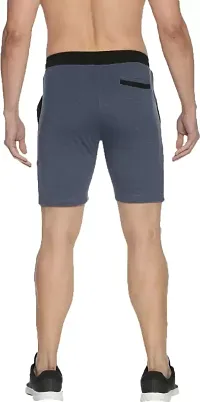 Stylish Blue Cotton Solid Regular Shorts For Men-thumb1