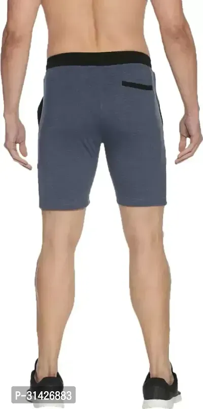 Stylish Blue Cotton Solid Regular Shorts For Men-thumb2