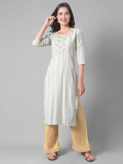 Stylish Cotton Blend Self Pattern A-Line Kurta