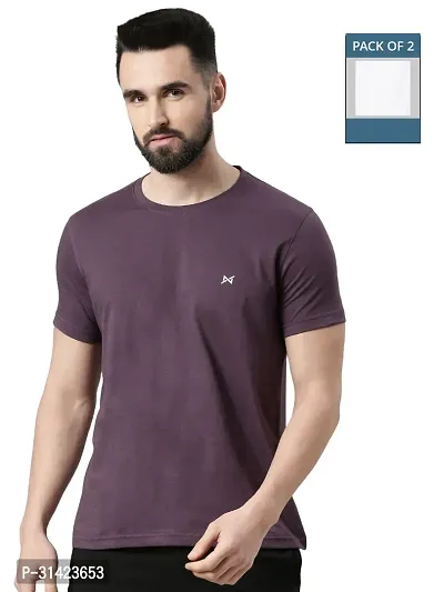 Reliable Multicoloured Cotton Solid Round Neck Tshirt For Men Pack Of 2