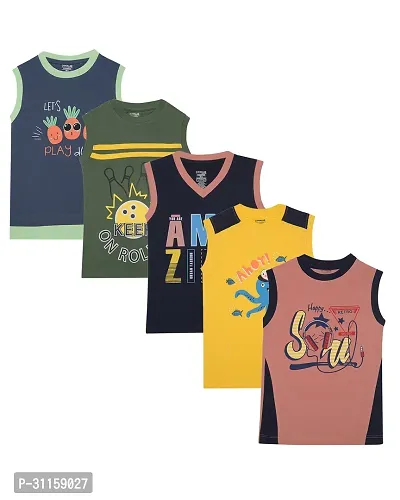 Stylish Cotton Printed Regular Fit Assorted Pack of 5 T shirts for Boys