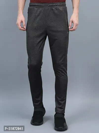 Stylish Grey Polyester Solid Regular Fit Sports Track Pant For Men-thumb0