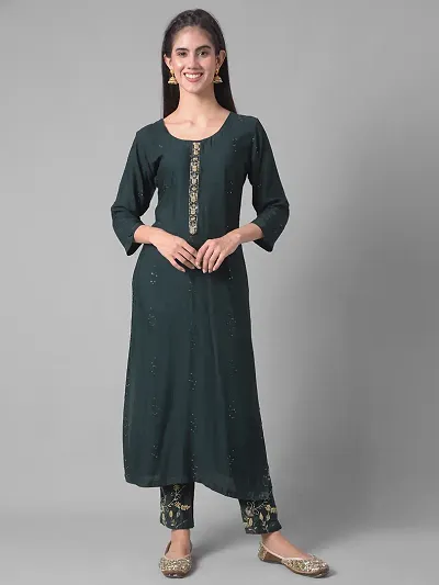 Beautiful A-Line Self Pattern Blend Kurta Bottom Set For Women