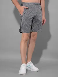 Stylish Grey Polyester Solid Sports Shorts For Men-thumb1