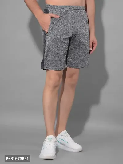 Stylish Grey Polyester Solid Sports Shorts For Men-thumb2