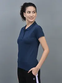 Elegant Cotton Solid Polo Neck T-Shirts For Women- Pack Of 3-thumb1