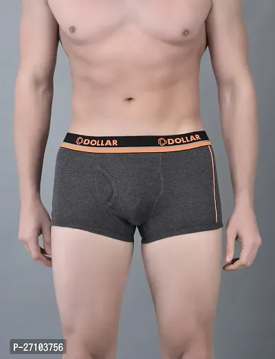 Stylish Grey Cotton Blend Solid Trunks For Men-thumb0