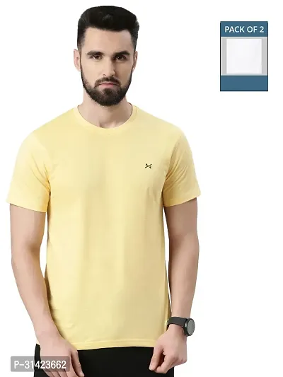 Reliable Multicoloured Cotton Solid Round Neck Tshirt For Men Pack Of 2