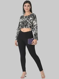 Stylish Black Cotton Blend Stretchable Jeggings For Women-thumb4