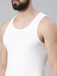 Elegant White Cotton Solid Vests For Men- Pack Of 4-thumb2