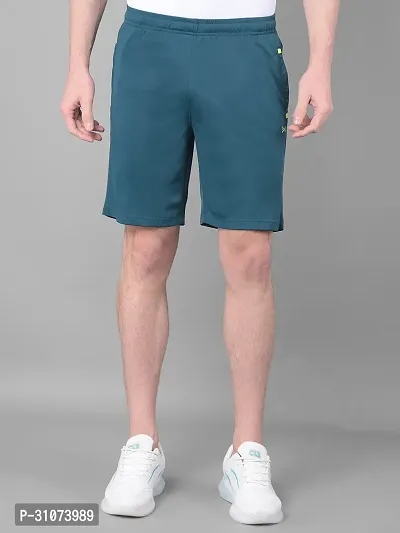 Stylish Green Polyester Solid Sports Shorts For Men-thumb0