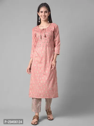 Beautiful A-Line Red Self Pattern Cotton Blend Kurta Bottom Set For Women