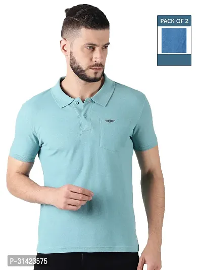 Reliable Multicoloured Cotton Solid Polos For Men Pack Of 2