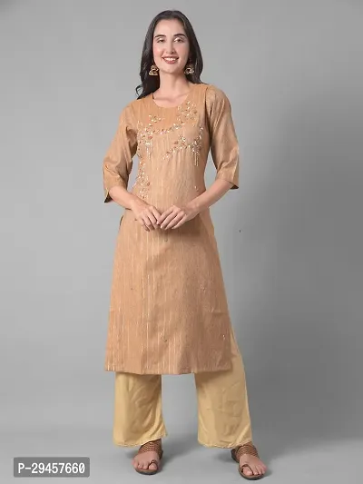 Stylish Brown Viscose Self Pattern Stitched Kurta For Women-thumb0