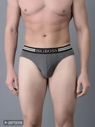 Stylish Grey Cotton Blend Solid Brief For Men