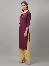 Stylish Purple Rayon Self Pattern Stitched Kurta For Women-thumb1