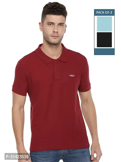 Reliable Multicoloured Cotton Solid Polos For Men Pack Of 3