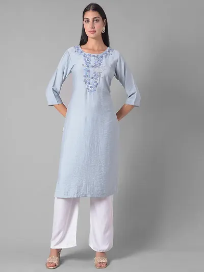 Stylish Blend Self Pattern Stitched Kurta For Women