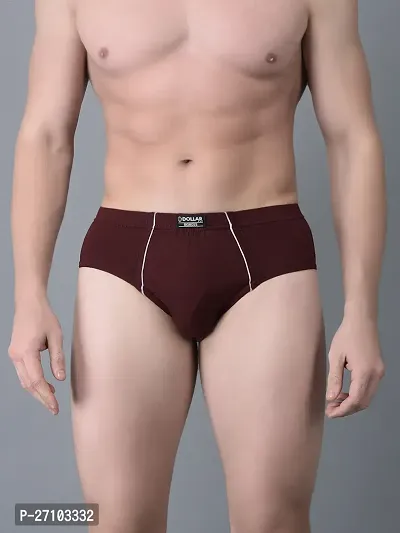 Stylish Maroon Cotton Blend Solid Briefs For Men-thumb0