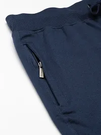 Stylish Navy Blue Cotton Solid Joggers For Men-thumb3