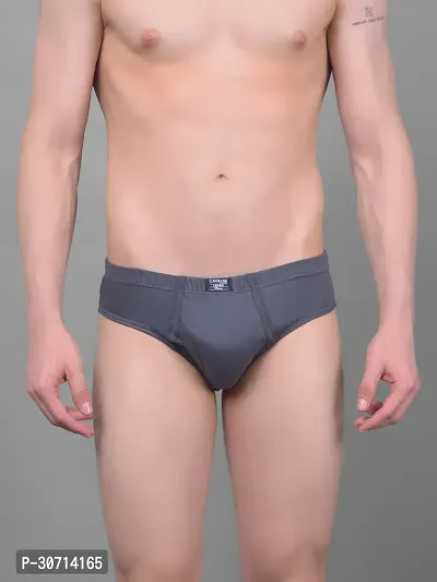 Super Combed Cotton Solid Grey Briefs For Men-thumb0