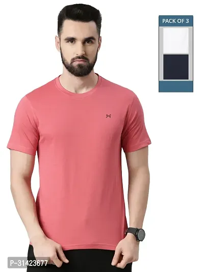 Reliable Multicoloured Cotton Solid Round Neck Tshirt For Men Pack Of 3