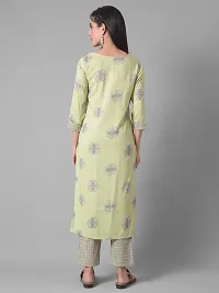 Beautiful A-Line Green Self Pattern Cotton Blend Kurta Bottom Set For Women-thumb2