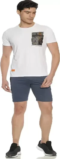 Stylish Blue Cotton Solid Regular Shorts For Men-thumb2