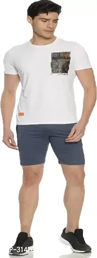 Stylish Blue Cotton Solid Regular Shorts For Men-thumb3