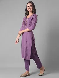 Beautiful A-Line Purple Self Pattern Cotton Blend Kurta Bottom Set For Women-thumb1