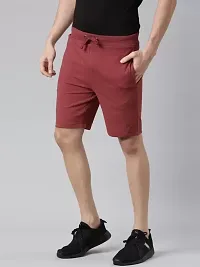 Stylish Red Cotton Solid Regular Shorts For Men-thumb2