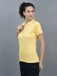 Elegant Cotton Solid Polo Neck T-Shirts For Women-thumb1