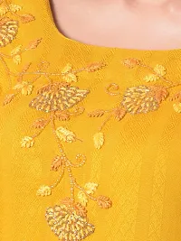 Stylish Yellow Cotton Blend Self Pattern Stitched Kurta For Women-thumb3