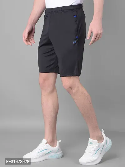 Stylish Black Polyester Solid Sports Shorts For Men-thumb2