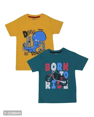 Stylish Multicoloured Cotton Tees For Boys Pack Of 2-thumb0