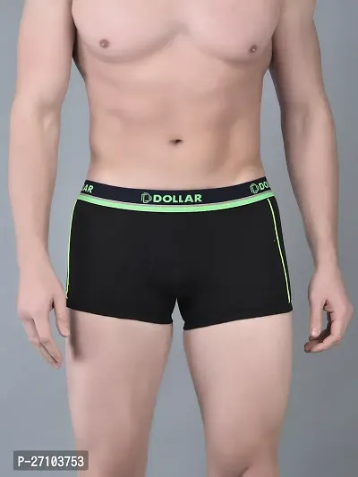 Stylish Black Cotton Blend Solid Trunks For Men-thumb0