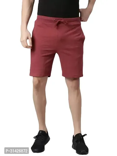 Stylish Red Cotton Solid Regular Shorts For Men