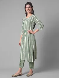 Beautiful A-Line Green Self Pattern Cotton Blend Kurta Bottom Set For Women-thumb1