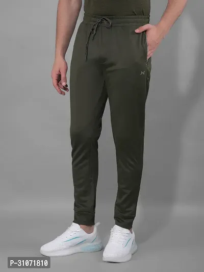 Stylish Olive Polyester Solid Regular Fit Sports Track Pant For Men-thumb2