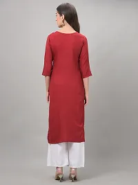 Stylish Red Rayon Self Pattern Stitched Kurta For Women-thumb2