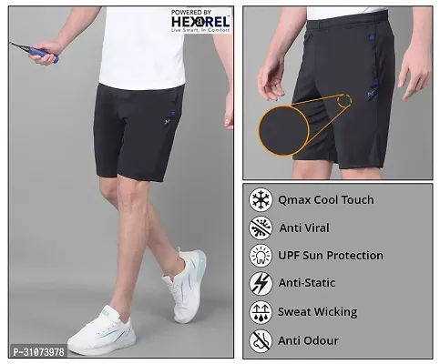 Stylish Black Polyester Solid Sports Shorts For Men-thumb5