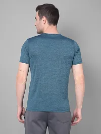 Stylish Blue Polyester Solid Regular Fit Sports Tee For Men-thumb2