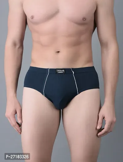 Stylish Blue Cotton Blend Solid Briefs For Men