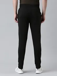 Stylish Black Cotton Solid Regular Track Pants For Men-thumb1